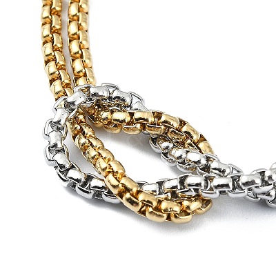 304 Stainless Steel Hollow Cross Charm Bracelet with Double Layer Box Chains BJEW-A002-01-1