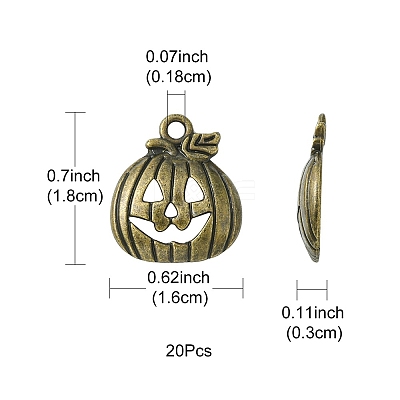 20Pcs Tibetan Style Halloween Pumpkin Jack-O'-Lantern Alloy Pendants TIBEP-YW0001-43AB-1