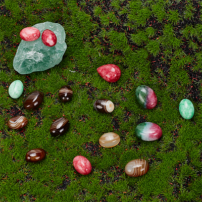 30Pcs 5 Styles Natural Banded Agate & Jade Cabochons G-AR0005-17-1