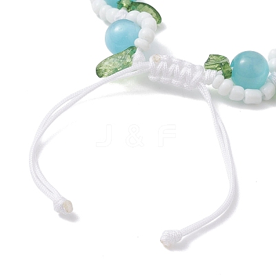 Handmade Porcelain and Cat Eye and Acrylic Beads Braided Bead Bracelets BJEW-TA00700-01-1