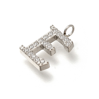 304 Stainless Steel Micro Pave Cubic Zirconia Pendants STAS-H228-06P-E-1