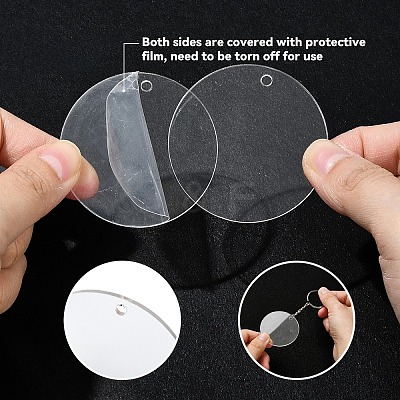 50Pcs 5 Styles Transparent Acrylic Disc Big Pendants TACR-YW0008-09-1