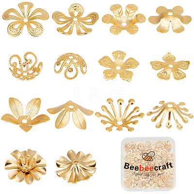 70Pcs 7 Styles Brass Bead Cap KK-BBC0014-09-1