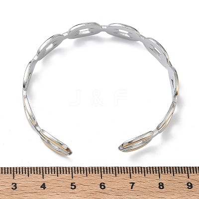 Two-tone 304 Stainless Steel Cuff Bangles BJEW-A160-01PG-1