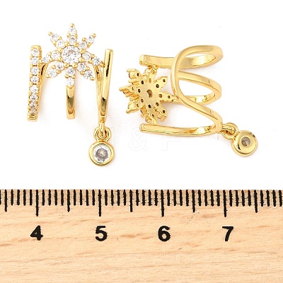 Brass Micro Pave Clear Cubic Zirconia Cuff Earrings EJEW-K309-07G-1