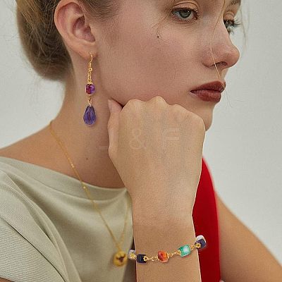 80Pcs 5 Color Natural Agate Connector Charms FIND-HY0001-39-1