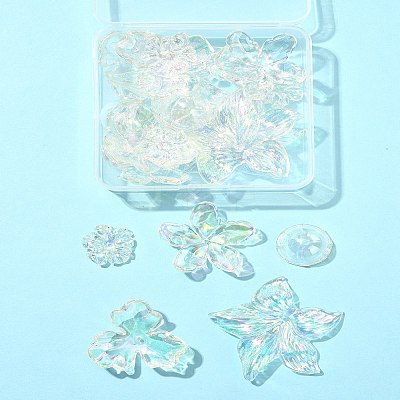 20Pcs 5 Styles UV Plating Acrylic Beads Caps TACR-FS0001-60-1