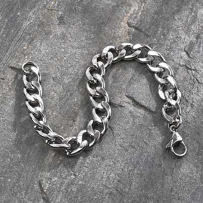 Non-Tarnish 304 Stainless Steel Curb Chain Bracelet for Men Women BJEW-G669-23P-1