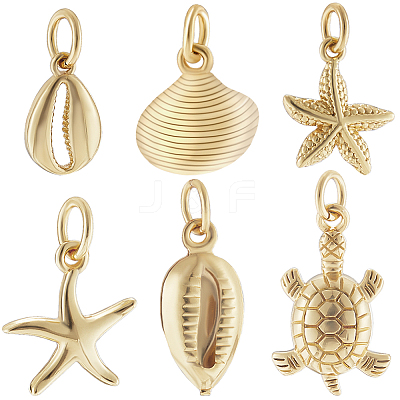 24Pcs 6 Styles Brass Pendants KK-BBC0014-37-1