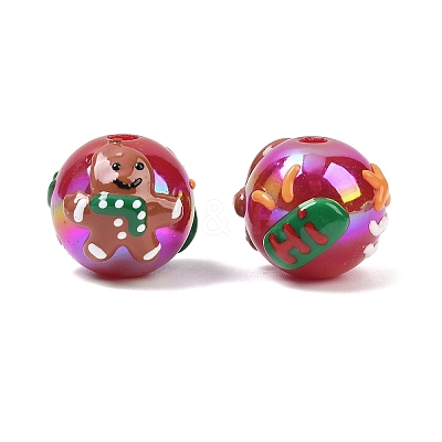Christmas UV Plating Opaque Acrylic Beads OACR-H057-01-1