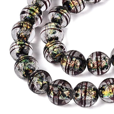 Handmade Foil Glass Lampwork Beads Strands FOIL-Q002-09D-1