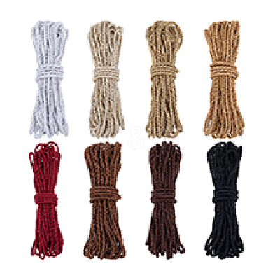 8 Bundles 8 Colors Round Polyester Twisted Cord WCOR-PH0001-06A-1