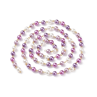Handmade Glass Pearl Beaded Chain AJEW-JB01134-02-1