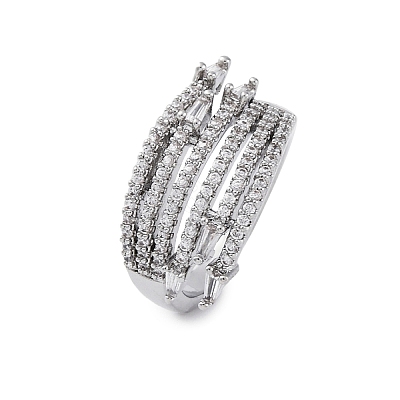 Brass Micro Pave Clear Cubic Zirconia Finger Rings LS-RJEW-S398-01P-1