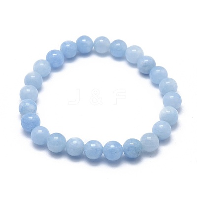 Natural & Dyed White Jade Bead Stretch Bracelets BJEW-K212-B-018-1