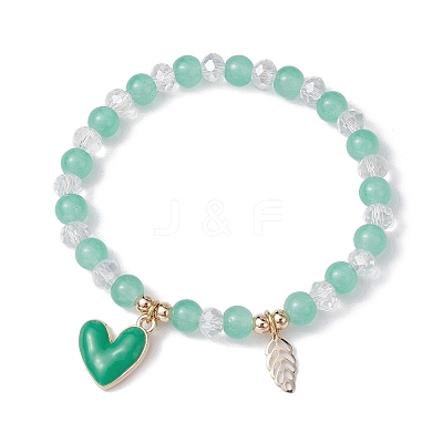 Glass Round Beaded Stretch Bracelets BJEW-JB09909-04-1