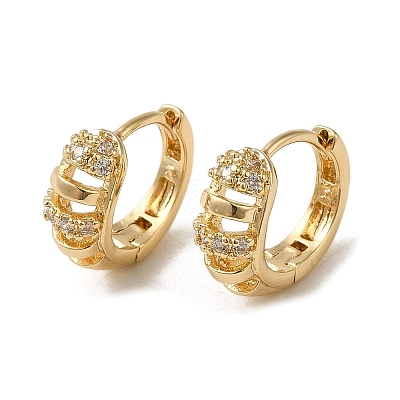 Brass Micro Pave Cubic Zirconia Hoop Earring EJEW-L271-24KCG-01-1