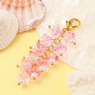Trumpet Flower Glass Pendant Decorations HJEW-YW0001-02B-1
