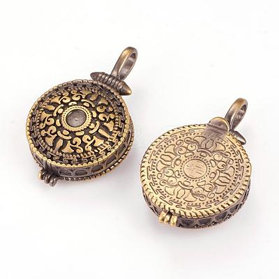 Brass Locket Pendants KK-K176-15AB-1