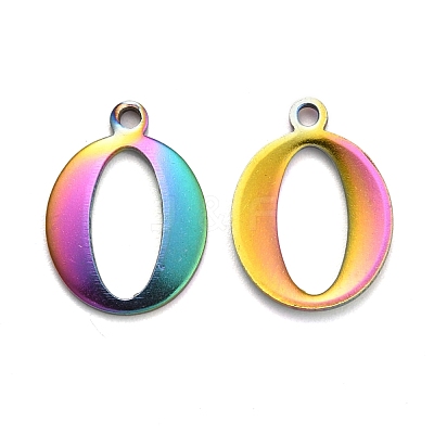 Ion Plating(IP) 304 Stainless Steel Alphabet Charms STAS-H122-O-M-1