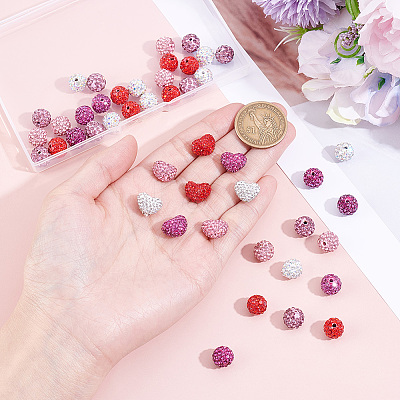 68Pcs Handmade Polymer Clay Pave Rhinestone Beads RB-PA0001-08-1