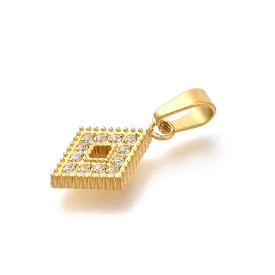 Ion Plating(IP) 304 Stainless Steel Micro Pave Cubic Zirconia Pendants STAS-H228-04G-06-1