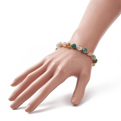 Dyed Natural Agate Beaded Stretch Bracelet Sets BJEW-JB09180-1