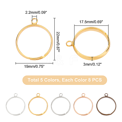 40Pcs 5 Colors Rack Plating Brass Open Back Bazel KK-PH0004-68-1