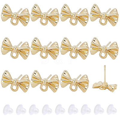 60Pcs Bowknot Alloy Stud Earring Findings FIND-BBC0004-63B-1