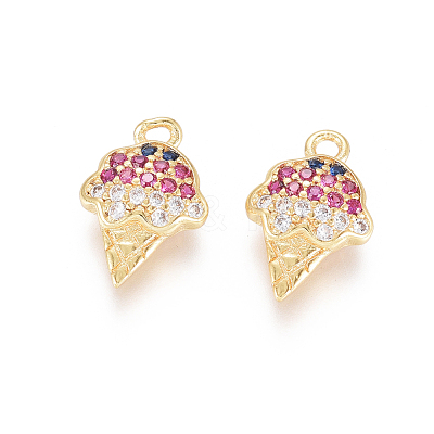 Brass Micro Pave Cubic Zirconia Charms X-ZIRC-L093-23G-1