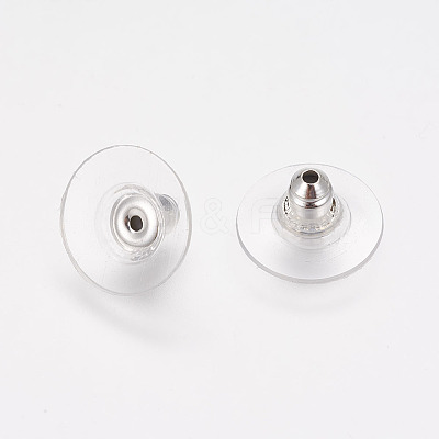 Brass Bullet Clutch Earring Backs KK-EC129-S-1