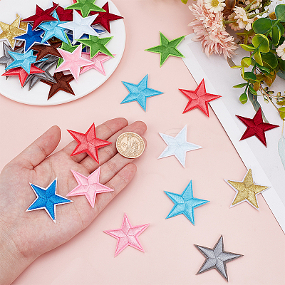 40Pcs 10 Colors Computerized Embroidery Cloth Self Adhesive Patches PATC-HY0001-68-1