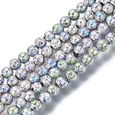 Electroplated Natural Lava Rock Beads Strands G-S352-30A-03-1