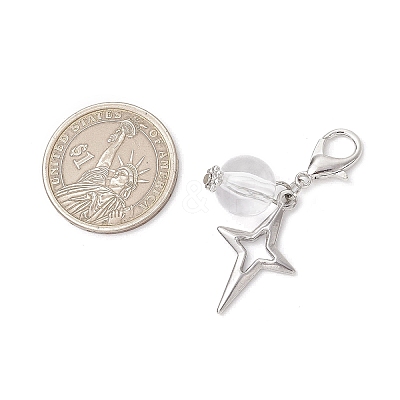 Clear Acrylic & Alloy Star & Moon & Planet Pendant Decorations HJEW-JM03051-1