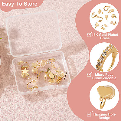 10Pcs 5 Styles Brass Micro Pave Cubic Zirconia Clip-on Findings EJEW-TA0001-66B-1