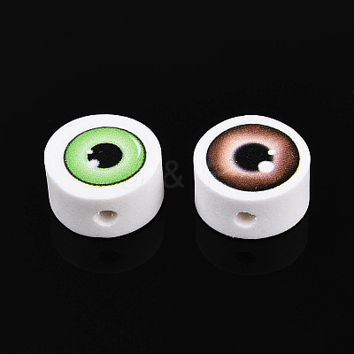 Printed Handmade Polymer Clay Beads CLAY-T022-12B-1