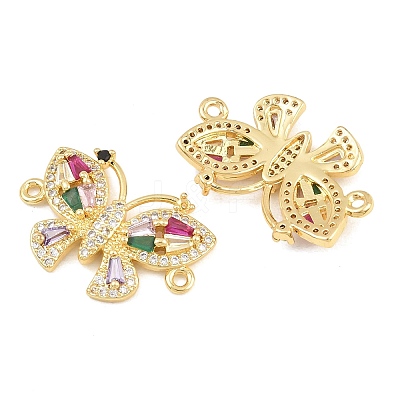 Brass Pave Colorful Cubic Zirconia Connector Charms CU-CBA908F-04G-07-1