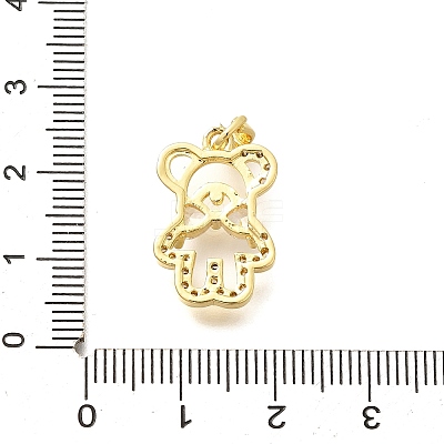 Rack Plating Brass Micro Pave Clear Cubic Zirconia Pendants KK-M309-39F-G-1