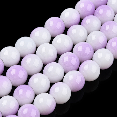 Two Tone Opaque Baking Paint Glass Beads Strands DGLA-Q027-8mm-02-1