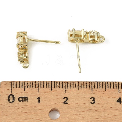 Brass Micro Pave Clear Cubic Zirconia Stud Earring Findings KK-C107-06G-1