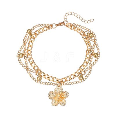 Flower Alloy Charm Chain Tassel Anklets for Women FS-WGA4657-02-1