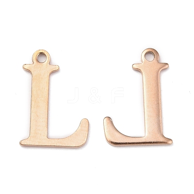 Ion Plating(IP) 304 Stainless Steel Alphabet Charms STAS-H122-L-RG-1