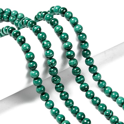 Natural Malachite Beads Strands G-O166-07A-6mm-1