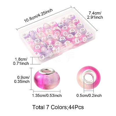44Pcs 7 Styles UV Plating Resin European Beads RESI-FS0002-03-1