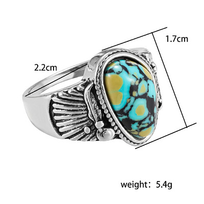 Fashionable Alloy & Turquoise Finger Rings FS-WGDFDBB-04-1