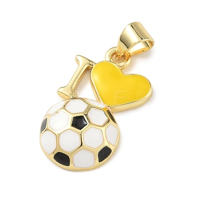 Football Theme Brass Enamel Pendants KK-A303-01B-G01-1