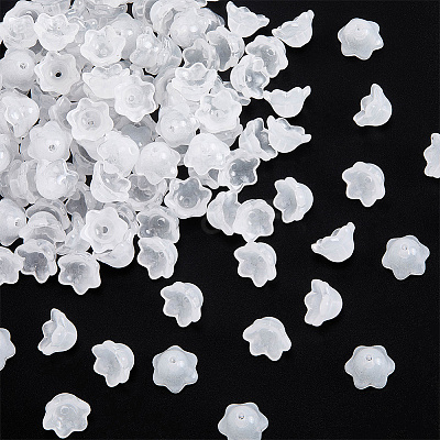 150Pcs Transparent Spray Painted Glass Bead Caps GLAA-SC0002-76-1