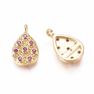 Brass Micro Pave Cubic Zirconia Pendants X-KK-D156-07G-B-1
