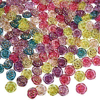 180Pcs 6 Colors Transparent Acrylic Buttons DIY-CY0002-02-1