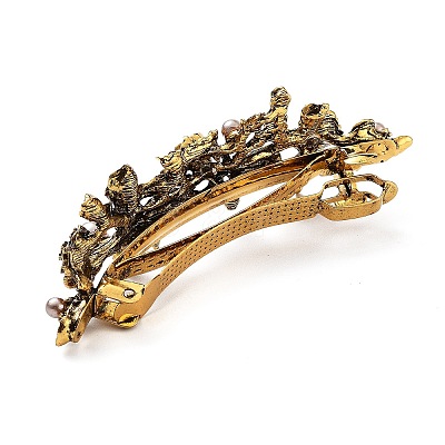 Flower Alloy Rhinestone Hair Barrettes PHAR-S604-01AG-04-1